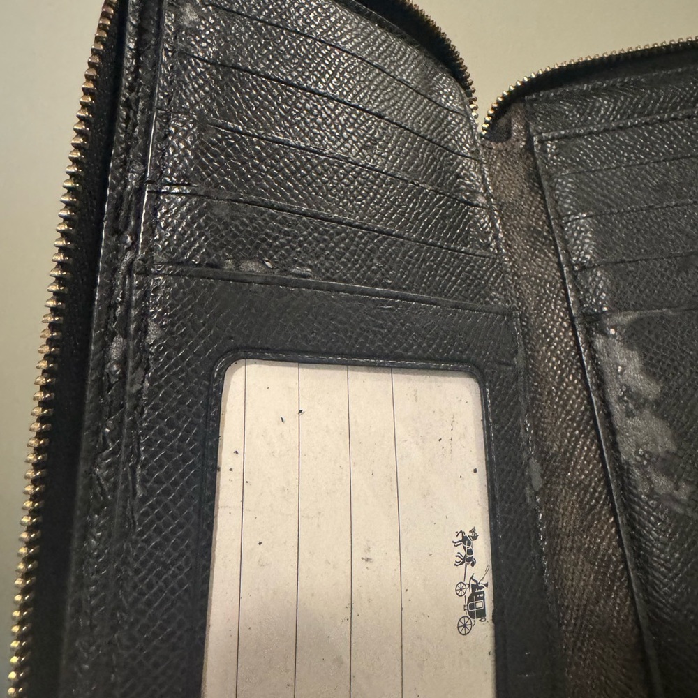 Coach Black Leather Wristlet Clutch with Gold Logo - Picture 9 of 9